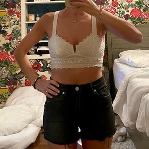 Adorable white eyelet crop top from Free People. Only worn once!